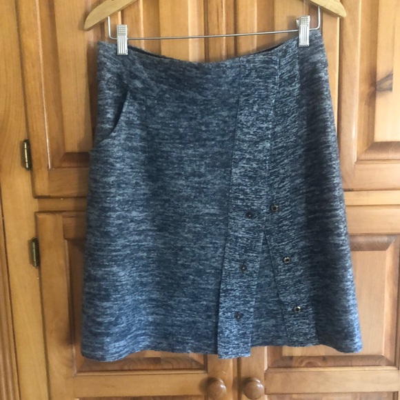 Anthropologie 💯%wool skirt marled snap closures pockets  good condition - Picture 1 of 14
